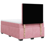 ZNTS Box Spring Bed with Mattress Pink 120x190 cm Small Double Velvet 3290875