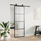 Sliding Door with Hardware Set Black 76x205 cm ESG Glass 3375907