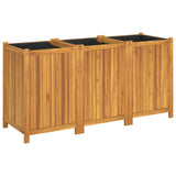 Garden Planter with Liner 150x50x75 cm Solid Wood Acacia 366446