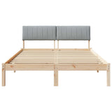 Bed frame Brown and light grey 140 x 190 cm Solid pine wood 878684
