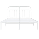 Metal Bed Frame without Mattress with Headboard White 140x200cm 376650