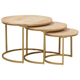 Nesting Coffee Tables 3 pcs Brown Solid Mango Wood and Steel 4104639