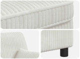 XL Armchair with Cushions Cream 1.5 Lines Fabric 42043478