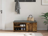 Hall Bench with Cushion with Shelf Smoked Oak 80 x 38 x 46 cm 891508