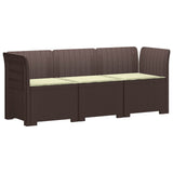 3-Seater Garden Sofa with Cushions Rattan Look PP Brown 3443822