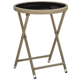 Tea Table Beige 60 cm Poly Rattan and Tempered Glass 310559