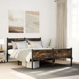 Bed Frame without Mattress Smoked Oak 137x190 cm Engineered Wood 4017235