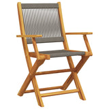 ZNTS 3 Piece Bistro Set Grey Polypropylene and Solid Wood 3281854