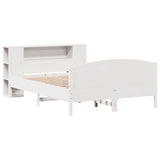 ZNTS Bookcase Bed without Mattress White 160x200cm Solid Wood Pine 3323060