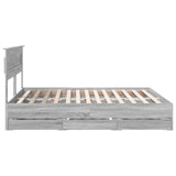 Bed Frame with Drawer Grey Sonoma 200 x 200 cm Engineer Wood 3409827
