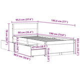 Bed Frame without Mattress Wax Brown 90x190 cm Single Solid Wood Pine 846806