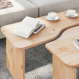 Coffee Table 2 pcs Natural Solid pine wood 873523