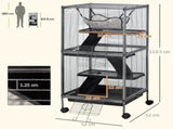 Small Animal Cage with Wheels Pet Home for Chinchillas Ferrets Kittens, with Hammock, 4 Platforms, T3398P350045