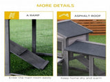 Wooden Rabbit Hutch Outdoor, Double Tier with Water-Resistant Roof, Ramp 147 x 54 x 84 cm, Grey T3398P375356