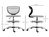 68-88cm Draughtsman Office Chair, with Wheels - Light Grey T3398P344805