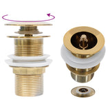 Bathroom Sink with Tap and Push Drain Gold Tempered Glass 3098461