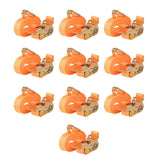 Ratchet Tie Down Straps 10pcs 0.4 Tonnes 6mx25mm Orange 142659