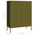 ZNTS Drawer Cabinet Olive Green 80x35x101.5 cm Steel 336144