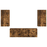 TV Wall Cabinet Set 4 pcs Smoked Oak Engineered Wood 3408912