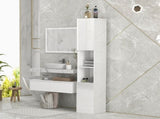 Freestanding Bathroom Cabinet, High Gloss Storage Cabinet with Doors and Adjustable Shelves, 30 30 T3398P343303