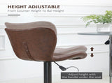 Bar Stools Set of 2 Adjustable Height Swivel Bar Chairs in PU Leather with Backrest & Footrest, T3398P329826