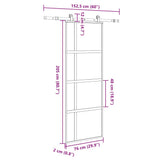 Sliding Door with Hardware Set 76x205 cm Tempered Glass&Aluminium 3333031