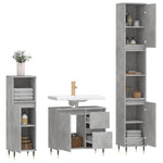 ZNTS 3 Piece Bathroom Furniture Set Concrete Grey Engineered Wood 3190217