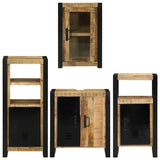 Bathroom Furniture Set with Shelf 4 pcs Brown Solid Mango Wood 3305694