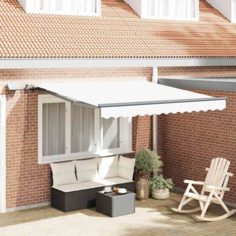 Retractable Awning Manual White 350 x 250 cm Fabric 3330362