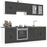 ZNTS 8 Piece Kitchen Cabinet Set Kalmar Black Engineered Wood 3314822