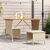 Garden Table with Acacia Wood Top Beige 105x75x72 cm Poly Rattan 4104140
