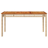 Garden Table Beige 140x80x75 cm Poly Rattan Acacia Wood 366278