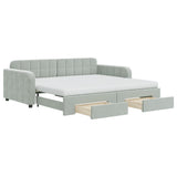 Daybed with Trundle and Drawers Light Grey 90x190 cm Velvet 3197025