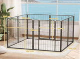 Eight-Panel Dog Playpen with Door, for Large Dogs, Indoors, Outdoors, 100cm Tall, Black T3398P349751