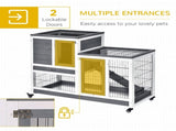 Wooden Indoor Rabbit Hutch Guinea Pig House Bunny Small Animal Cage W/ Wheels Enclosed Run 110 50 T3398P375352