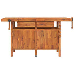Workbench with Drawers and Vices 162x62x83 cm Solid Wood Acacia 153324