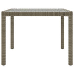 Garden Table Grey 190x90x75 cm Tempered Glass and Poly Rattan 316714