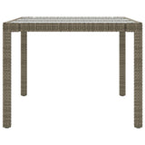 Garden Table Grey 190x90x75 cm Tempered Glass and Poly Rattan 316714