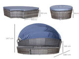 PE Rattan Lounge Set, 5 Pieces Patio Conversation Furniture Set, Garden Round Sofa Bed with Cushion T3398P323984