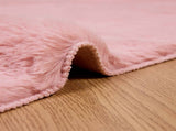 Anti-Slip Faux Rabbit Fur Rug OLITE Pink 240 x 240 cm Polyester 42021710