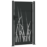 Garden Gate with Lock Black 110 x 180 cm Powder-coated steel 42015892