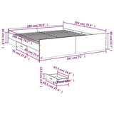 Bed Frame with Drawers without Mattress Grey Sonoma 180x200 cm Super King 3280277