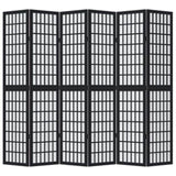 Room Divider 6 Panels Black Solid Wood Paulownia 358779
