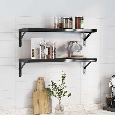 Wall Shelves 2 pcs 75x23.5 cm Black Stainless Steel 3214516