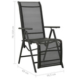Reclining Garden Chairs 2pcs Textilene and Aluminium Black 312195