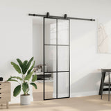 Sliding Door with Hardware Set Black 76x205 cm ESG Glass 3375844