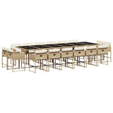 17 Piece Garden Dining Set with Cushions Beige Poly Rattan 3211426