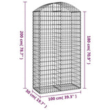Arched Gabion Basket 100x50x180/200 cm Galvanised Iron 153439