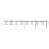 ZNTS Garden Fence with Hoop Top Steel 6.8x0.8 m Black 277650