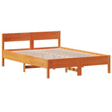 Bed Frame without Mattress Wax Brown 135x190 cm Double Solid Wood Pine 842773